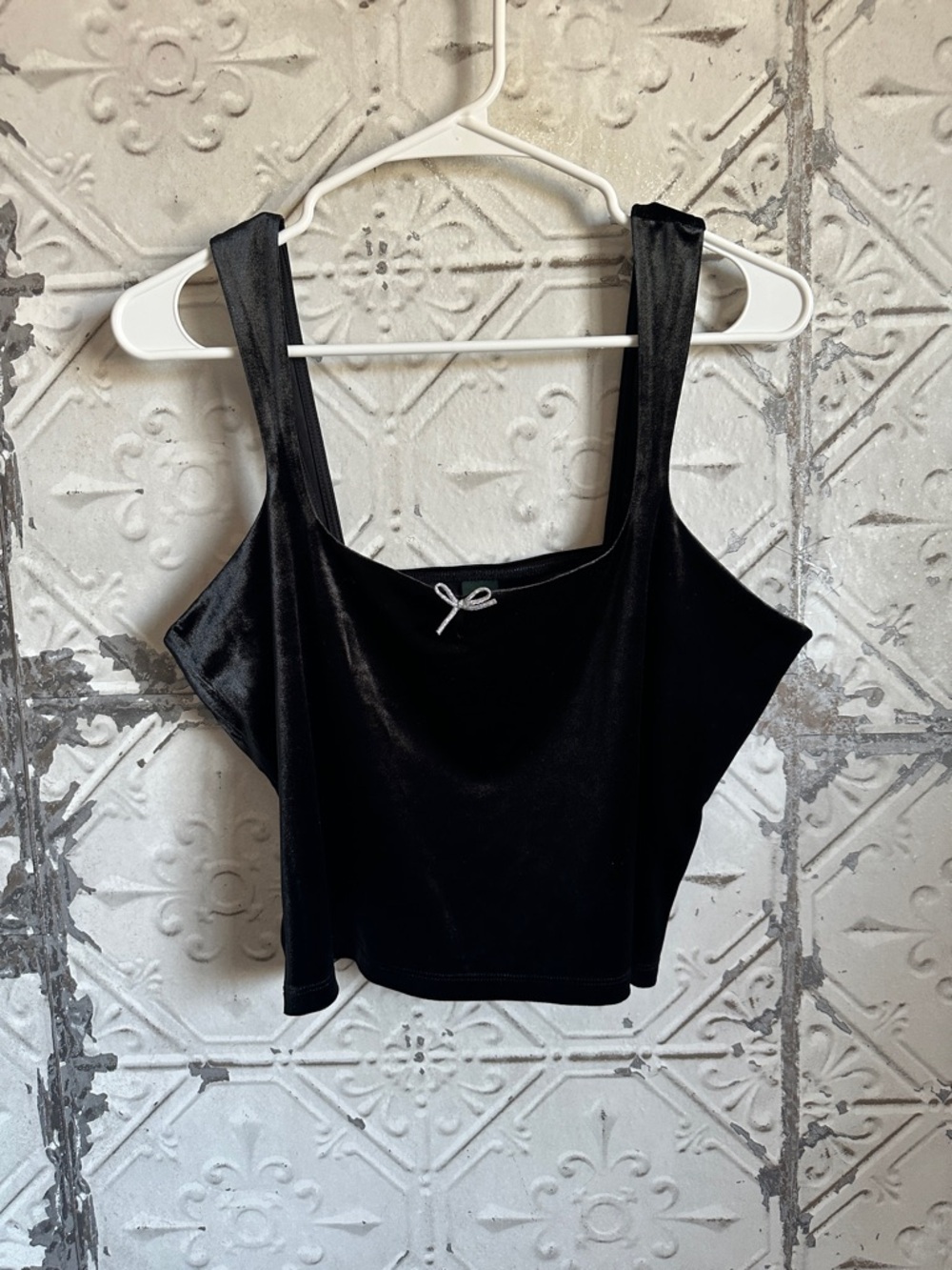 wild fable Black Velvet Square Neck Crop Tank